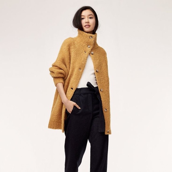 Aritzia Wilfred camel brown Karlis fuzzy alpaca cardigan jacket - XS NWT - Picture 1 of 4